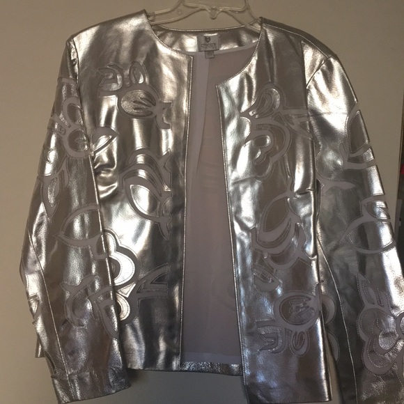 CHICOS Jackets & Blazers - “NWOT” CHICO’S REAL LEATHER SILVER JACKET